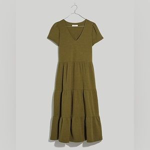 Olive Madewell Seersucker V-neck Tiered Midi Dress